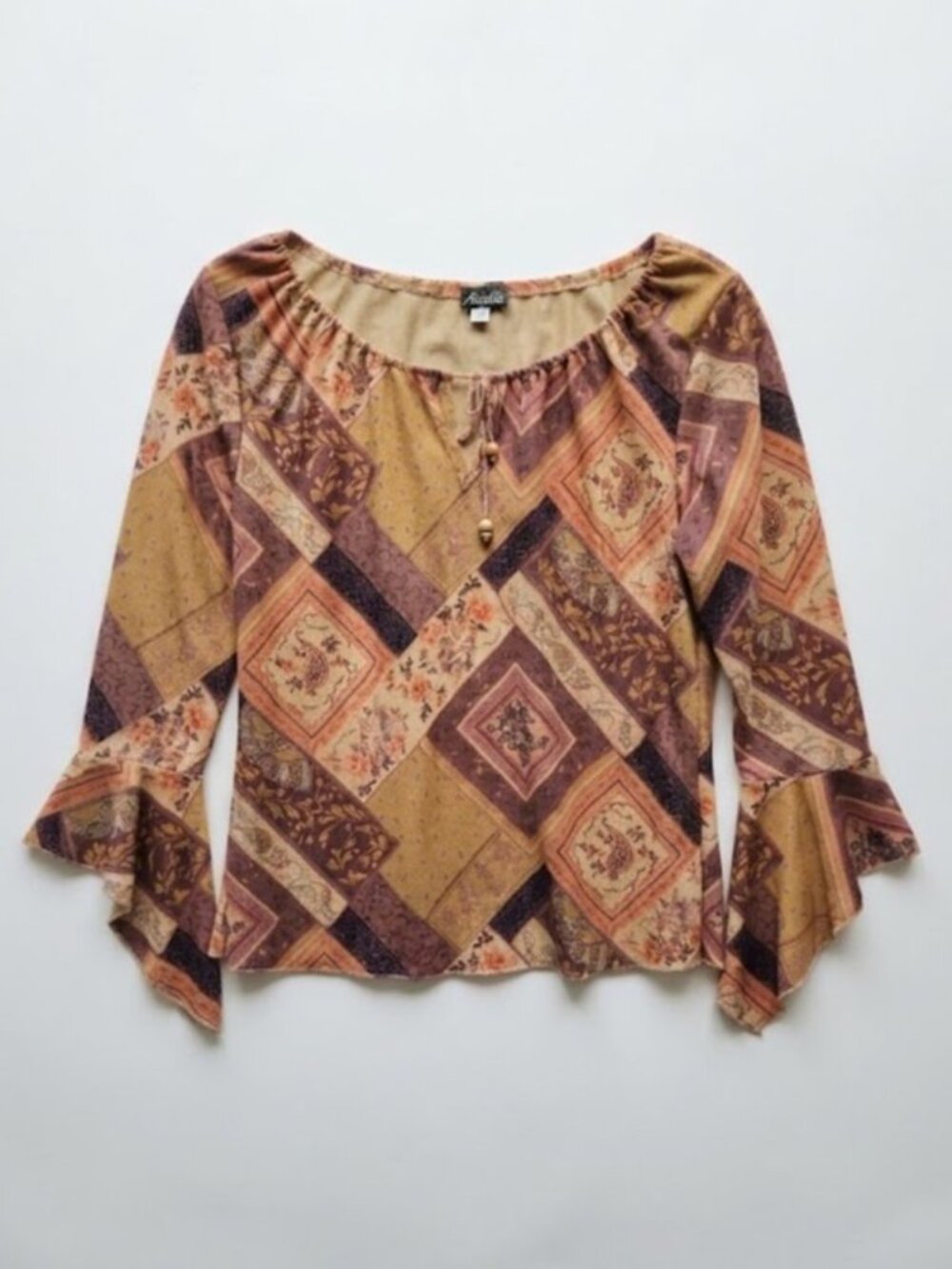 Boho Paisley Patchwork Peasant Top